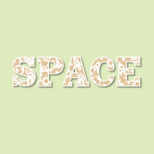 outer space wooden letters